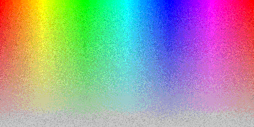 Color hues with system default 8 BPP palette, using silver background and random noise dithering