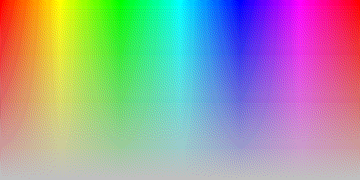 Color hues with system default 8 BPP palette, using silver background and Sierra 3 dithering