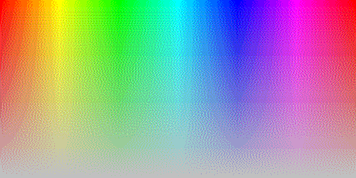 Color hues with system default 8 BPP palette, using silver background and Stevenson-Arce dithering