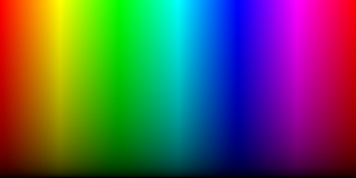 Color hues blended with black background in the linear color space