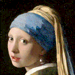 Quantized test image "Girl with a Pearl Earring" resized in the linear color space