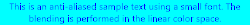 Blue text on cyan background, blending in the linear color space