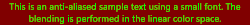 Green text on red background, blending in the linear color space